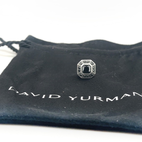 ✨ David Yurman Men's Sterling Silver Streamline Stud Earring with Black Diamonds - Picture 1 of 4